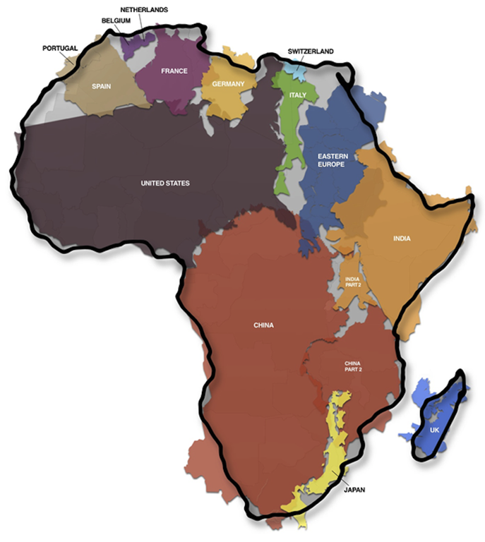 La veritable dimension du continent africain
